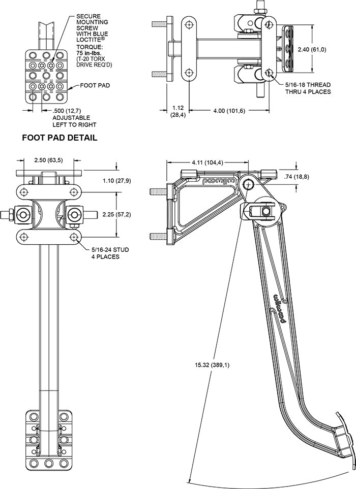 Wilwood Swing Mount Brake Pedal 340-15677