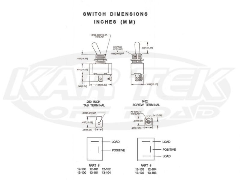 Sealed Single Pole Switch Off/On w/ Screw Terminals