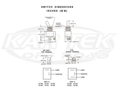 Sealed Single Pole Switch Off/On w/ Screw Terminals
